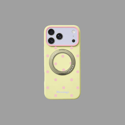 Polka Dot Liquid Silicone iPhone Case with 360° Rotating Stand