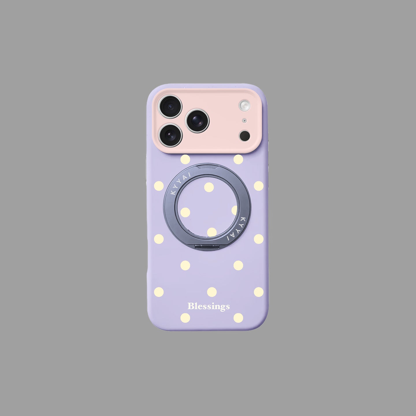 Polka Dot Liquid Silicone iPhone Case with 360° Rotating Stand