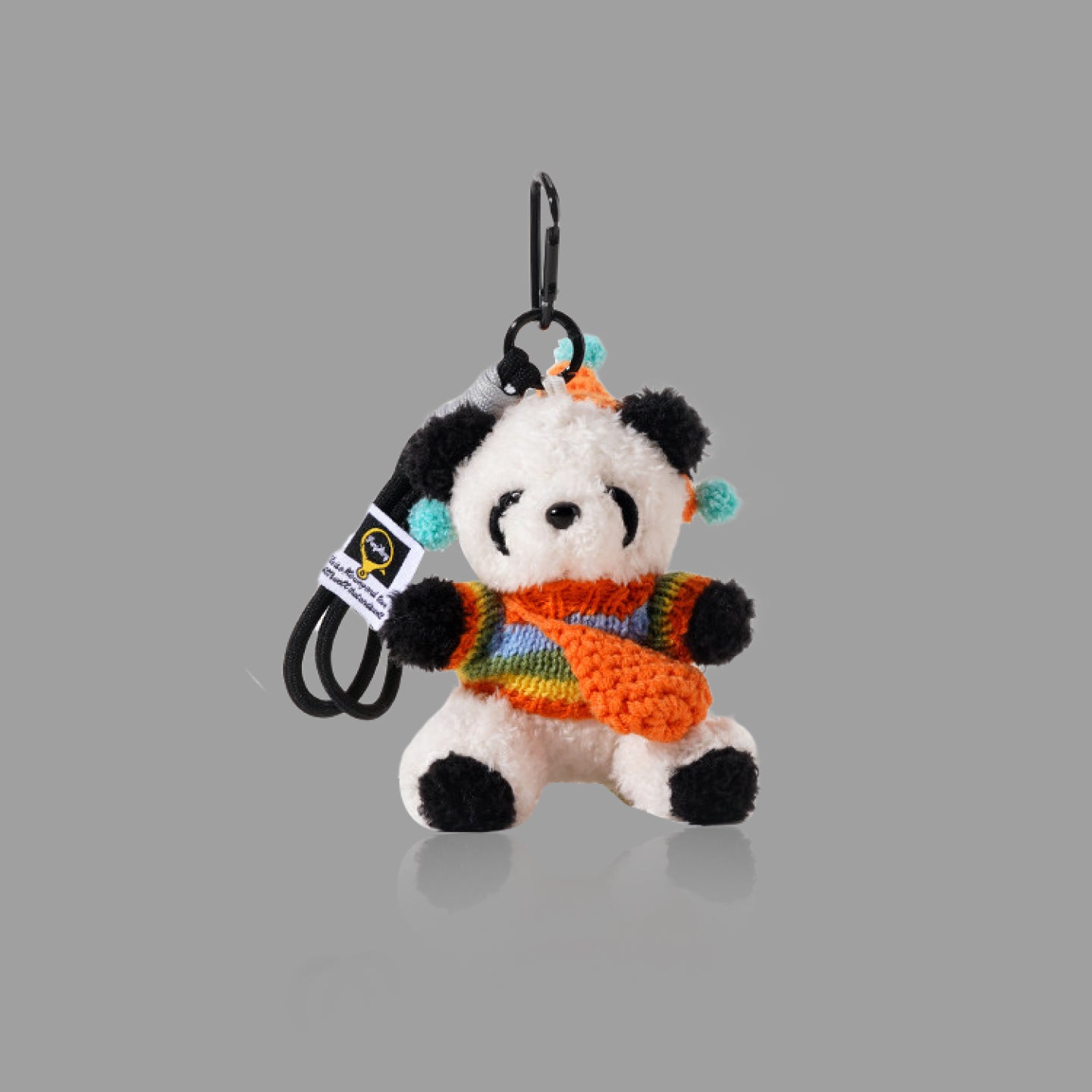 Cute Knitted Sweater Panda Plush Bag Charm, Cartoon Panda Backpack Pendant