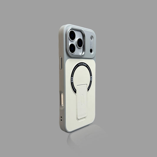 Minimalist Color Block MagSafe Compatible iPhone Case with Integrated Foldable Stand