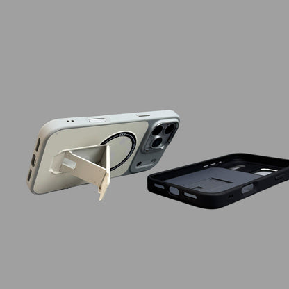 일체형 접이식 스탠드가 있는 미니멀리스트 컬러 블록 MagSafe 호환 아이폰 케이스