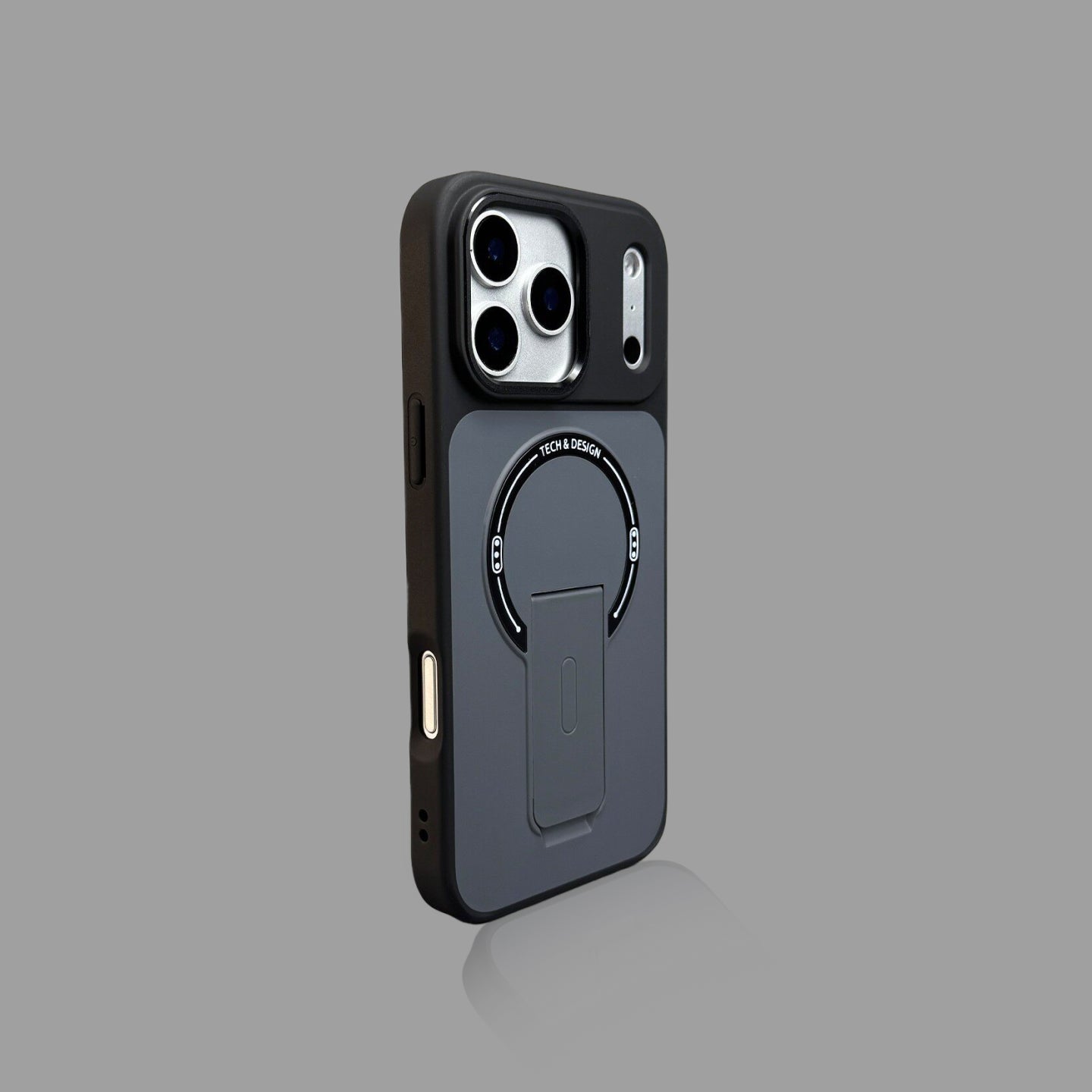 일체형 접이식 스탠드가 있는 미니멀리스트 컬러 블록 MagSafe 호환 아이폰 케이스