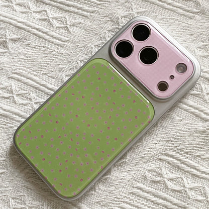 Green & Pink Polka Dot iPhone Case, Electroplated Acrylic Cover
