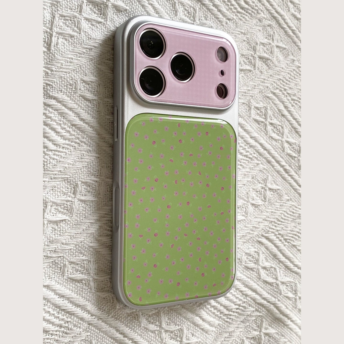 Green & Pink Polka Dot iPhone Case, Electroplated Acrylic Cover