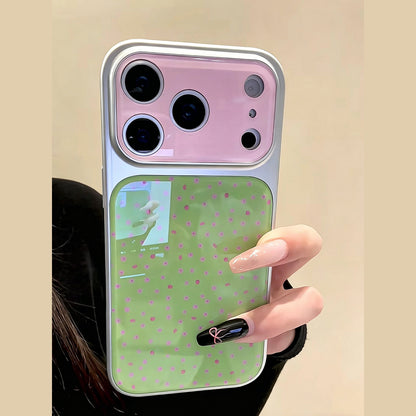 Green & Pink Polka Dot iPhone Case, Electroplated Acrylic Cover