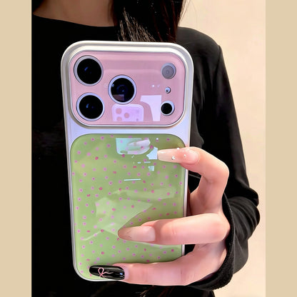 Green & Pink Polka Dot iPhone Case, Electroplated Acrylic Cover