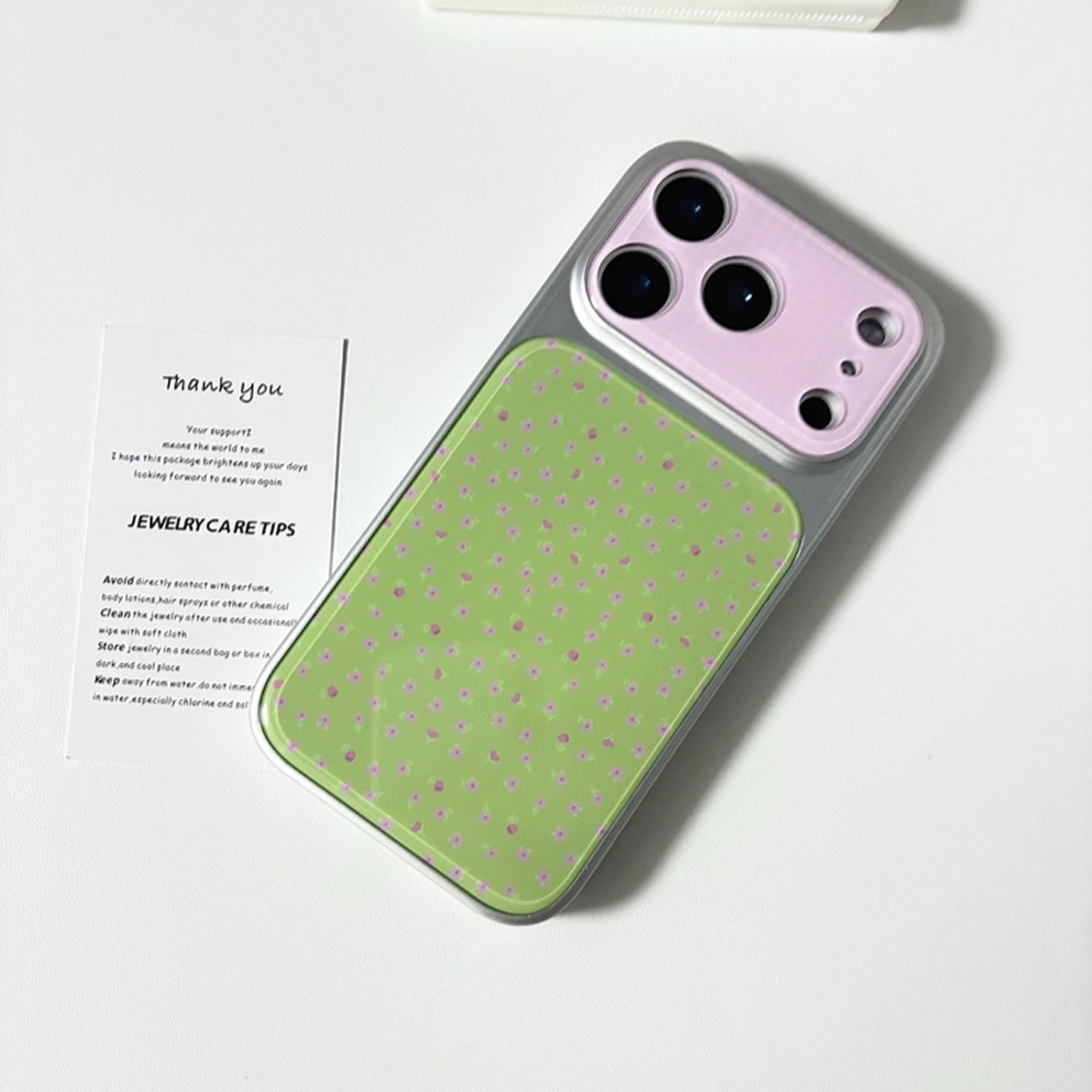 Green & Pink Polka Dot iPhone Case, Electroplated Acrylic Cover