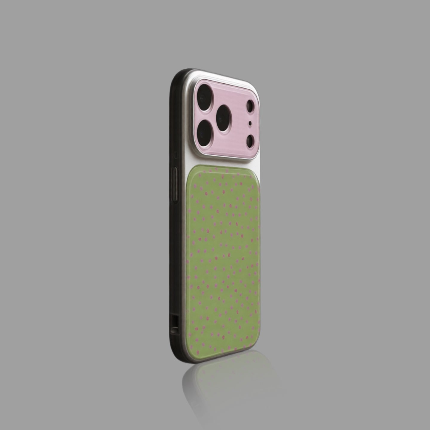 Green & Pink Polka Dot iPhone Case, Electroplated Acrylic Cover