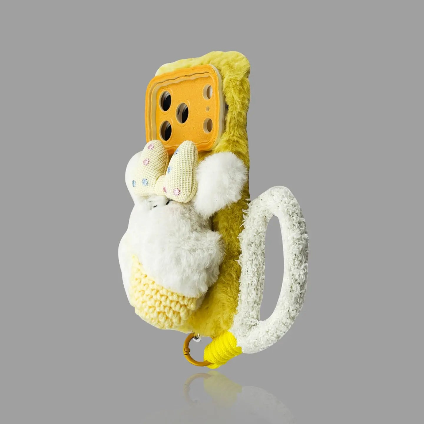 Plush Puppy iPhone Case - Autumn/Winter Bow Decor, Optional Wrist Strap SEACASE