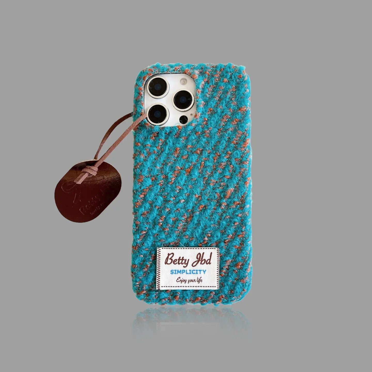 Retro Knit Fluffy iPhone Case - Cozy Winter Style with Leather Pendant SEACASE