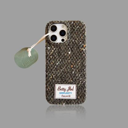 Retro Knit Fluffy iPhone Case - Cozy Winter Style with Leather Pendant SEACASE