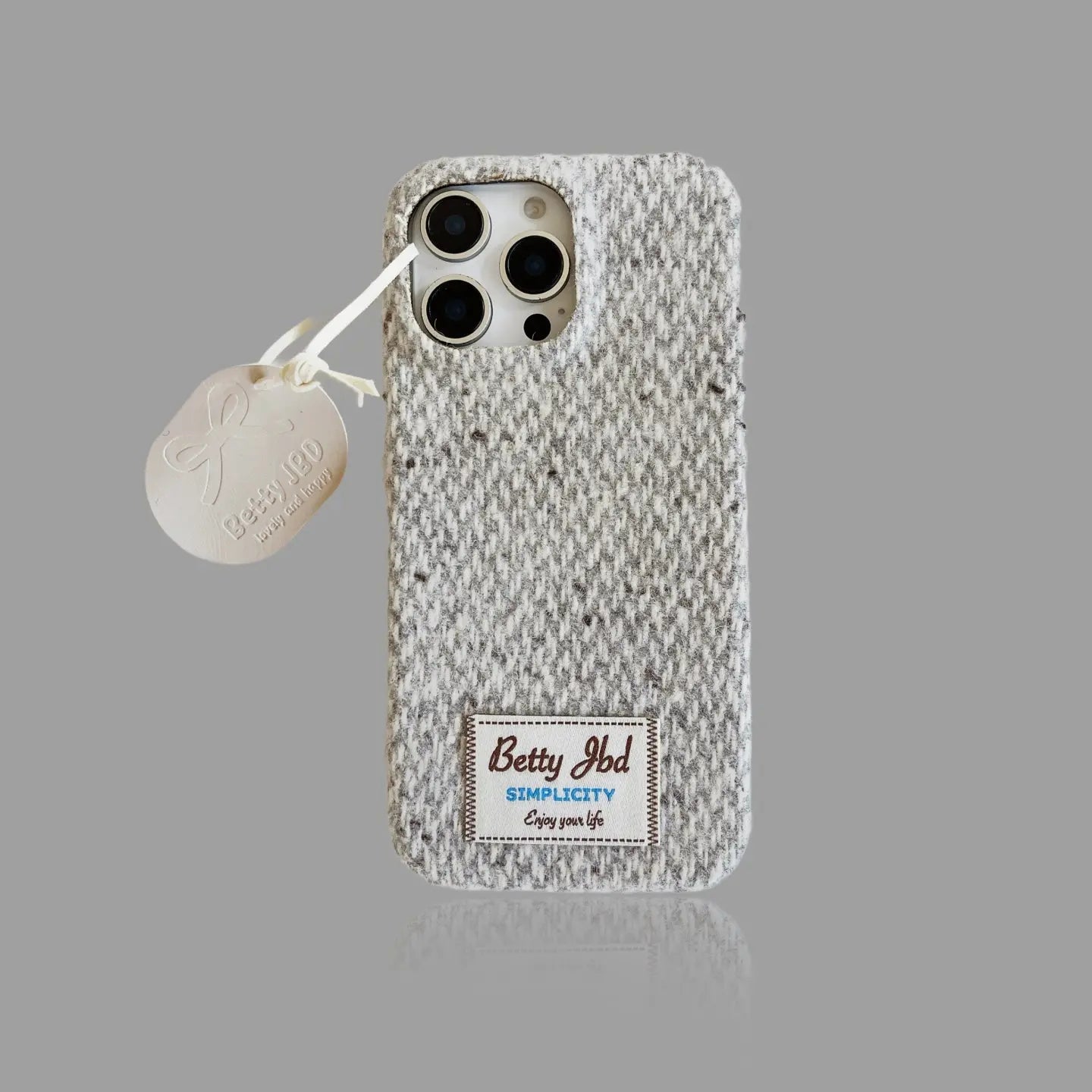 Retro Knit Fluffy iPhone Case - Cozy Winter Style with Leather Pendant SEACASE