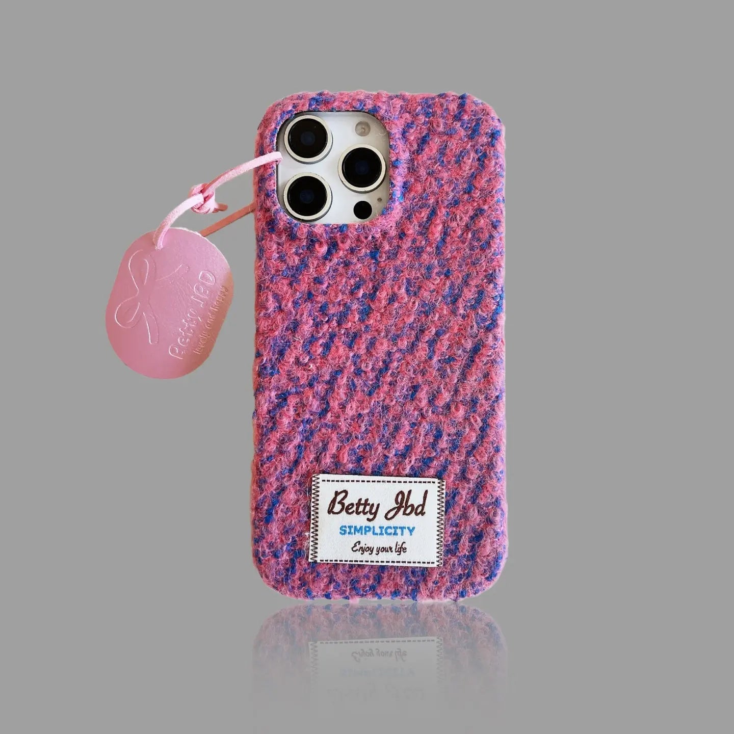 Retro Knit Fluffy iPhone Case - Cozy Winter Style with Leather Pendant SEACASE