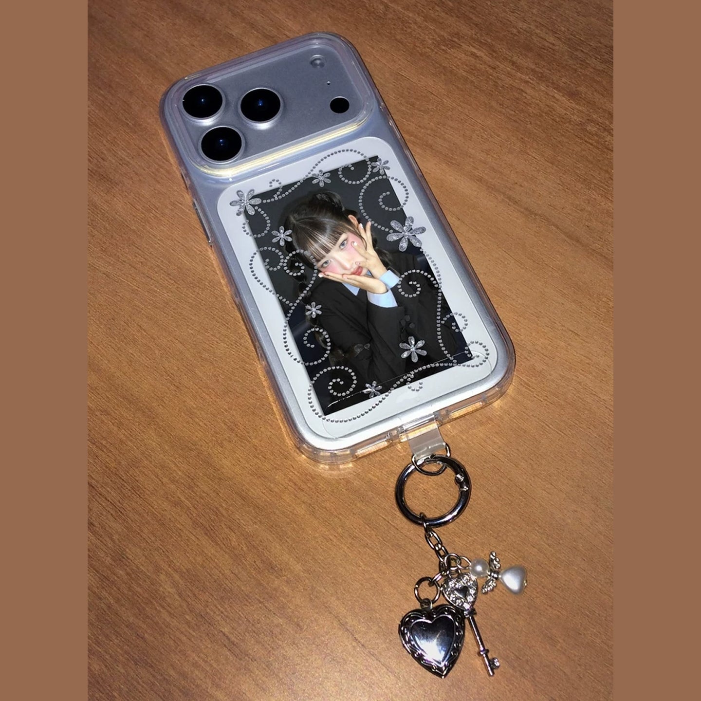 실버 패턴 IMD 클리어 아이폰 케이스