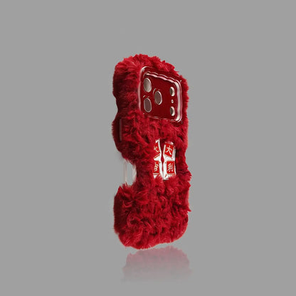 Red Fluffy Plush iPhone Case – Cute Pony SEACASE
