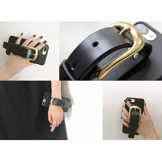 Leather Wristband iPhone Case, Adjustable Strap Shockproof Silicone Cover for iPhone
