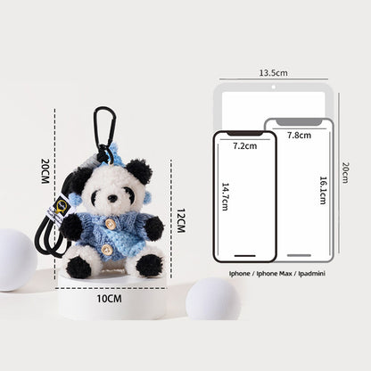 Cute Knitted Sweater Panda Plush Bag Charm, Cartoon Panda Backpack Pendant