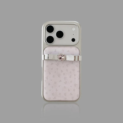 Pink Floral Heart Rhinestone iPhone Case Gentle Style SEACASE