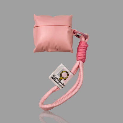 Pleated Irregular Pillow AirPods Case with Wrist Lanyard