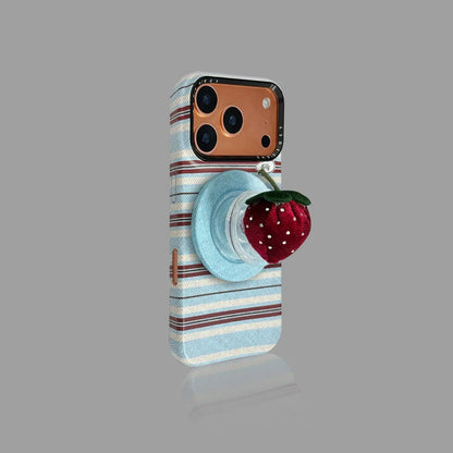 Three-Color Stripe iPhone Case, Optional Velvet Magnetic Stand SEACASE