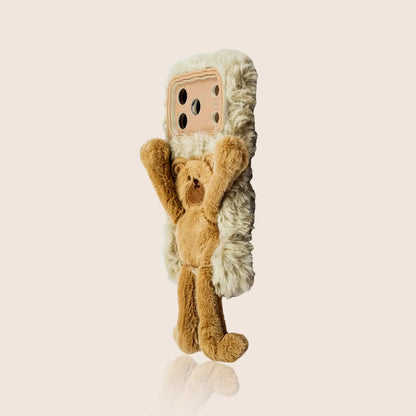 Plush Cartoon Pull-Legs iPhone Case with Lens Frame Stand 我的商店