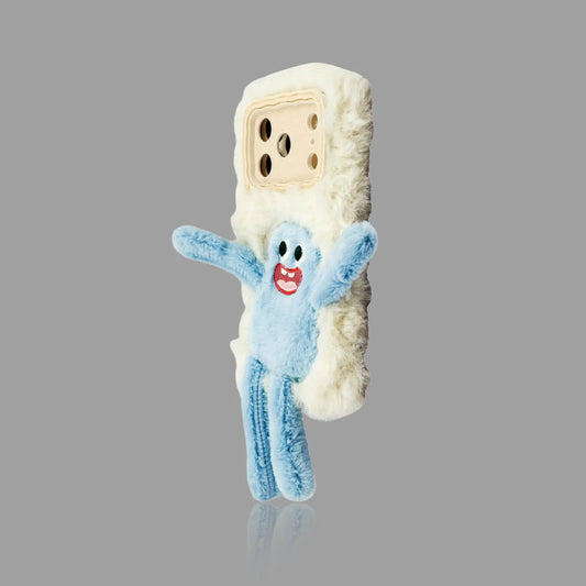 Plush Cartoon Pull-Legs iPhone Case with Lens Frame Stand 我的商店