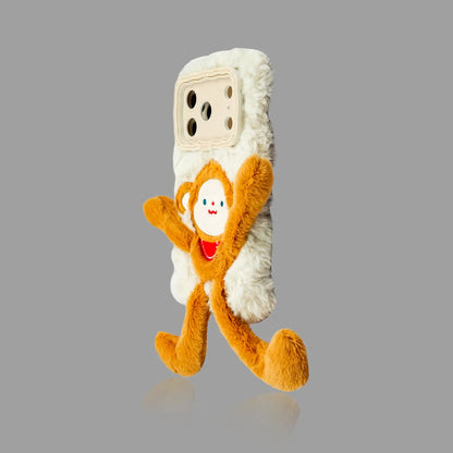 Plush Cartoon Pull-Legs iPhone Case with Lens Frame Stand 我的商店