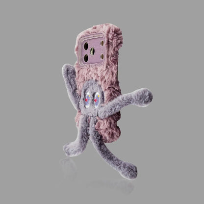 Plush Cartoon Pull-Legs iPhone Case with Lens Frame Stand 我的商店