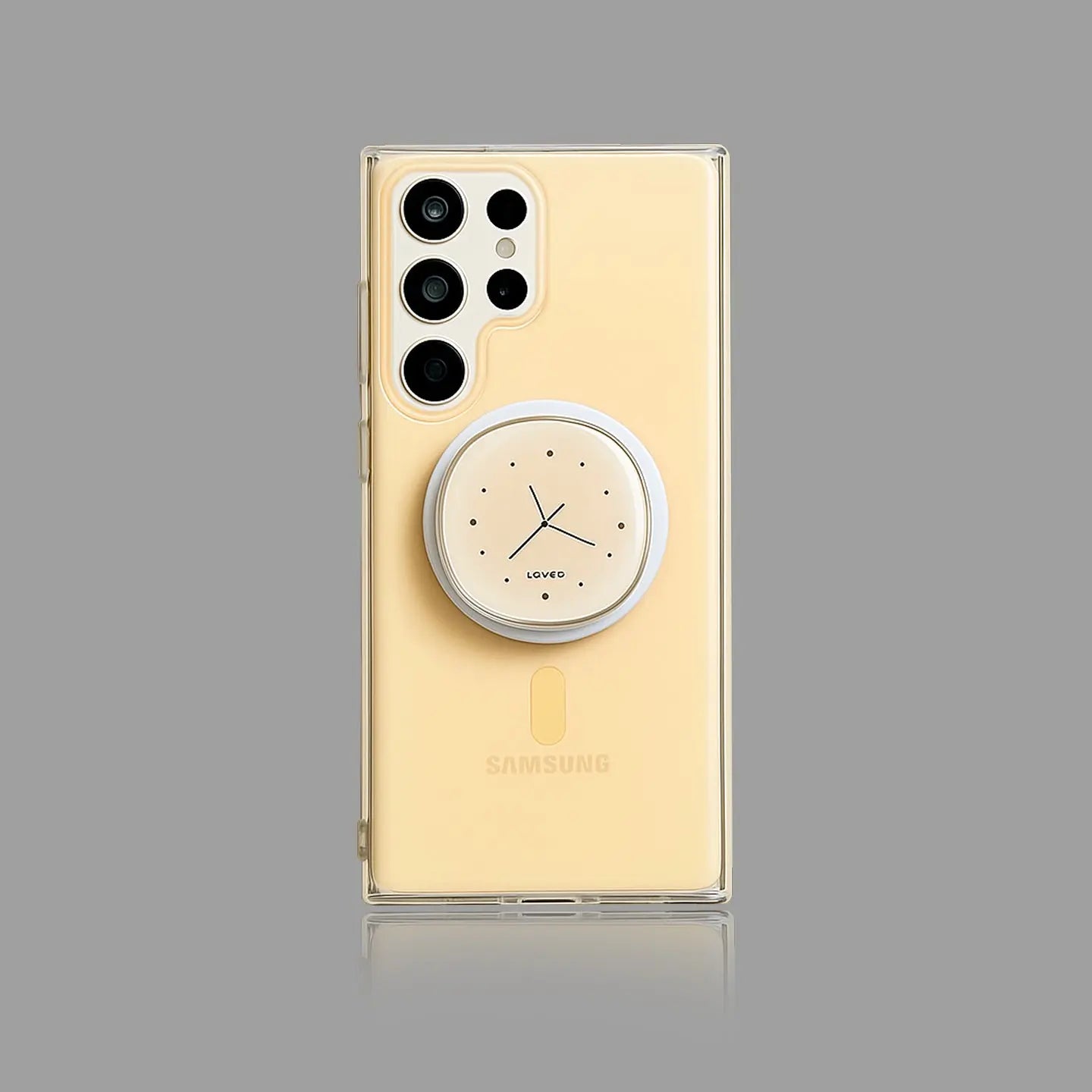 Cream Yellow Magnetic Clock Stand Case for Samsung S Series 我的商店