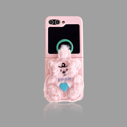 Adorable Plush Bear Phone Case for Samsung Flip 3/4/5/W23/W24 我的商店