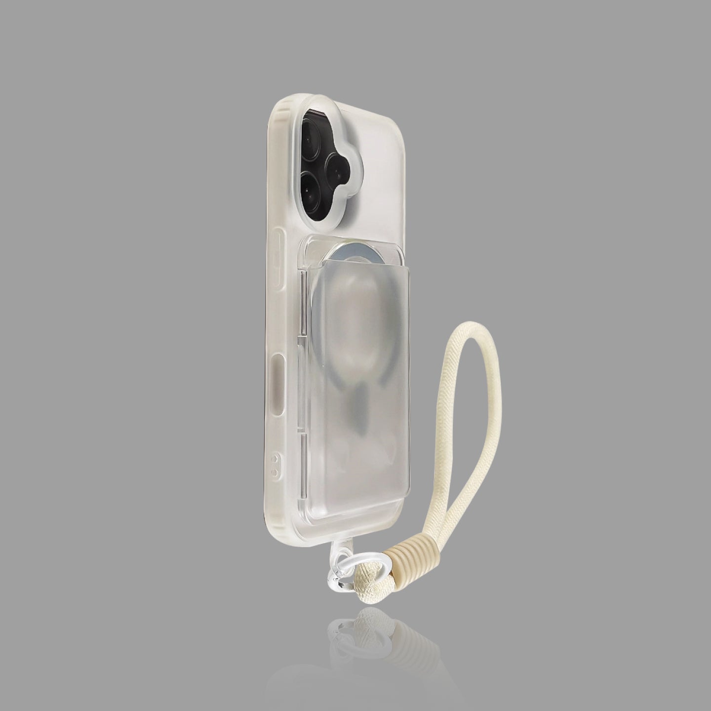 Frosted Matte Transparent iPhone Case with Magnetic Card Holder