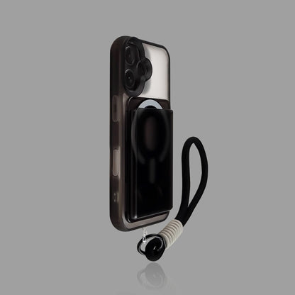Frosted Matte Transparent iPhone Case with Magnetic Card Holder