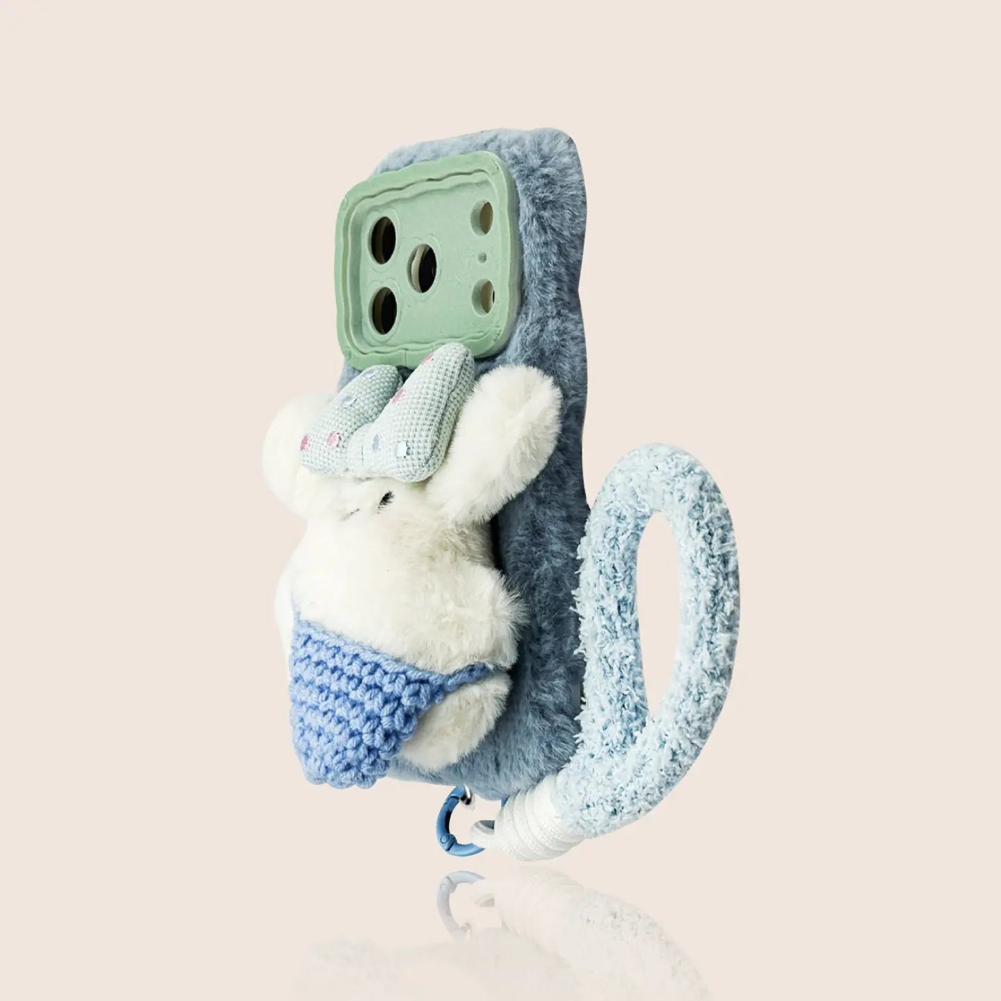 Plush Puppy iPhone Case - Autumn/Winter Bow Decor, Optional Wrist Strap SEACASE