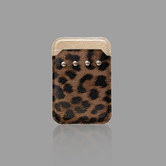 Color-Block Rivet Magnetic Card Holder