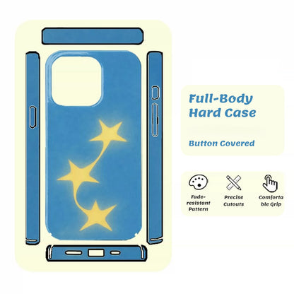 スカイブルー 流れ星 iPhoneケース、つや消しマットハードシェル