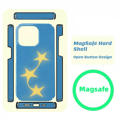 スカイブルー 流れ星 iPhoneケース、つや消しマットハードシェル
