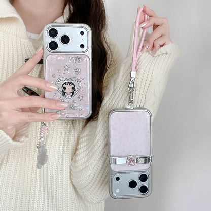 Pink Floral Heart Rhinestone iPhone Case Gentle Style SEACASE
