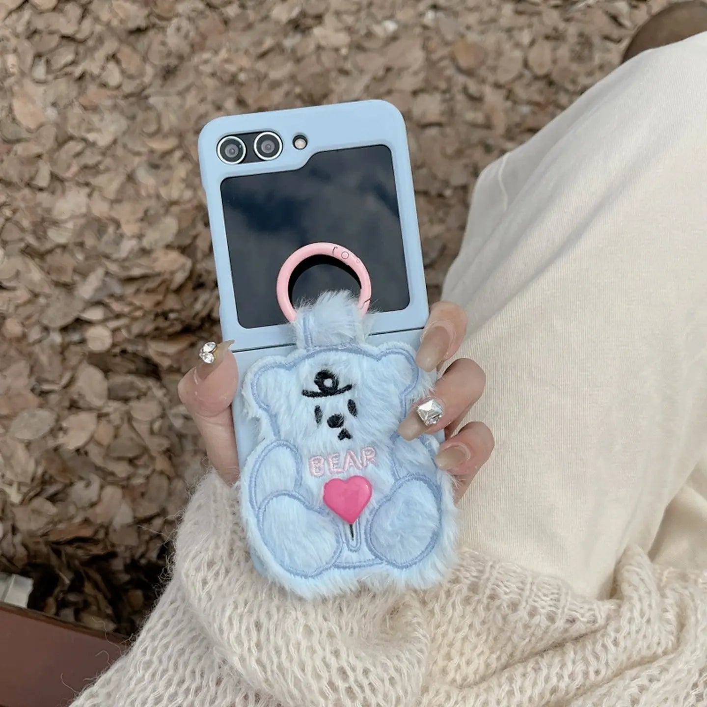 Adorable Plush Bear Phone Case for Samsung Flip 3/4/5/W23/W24 我的商店