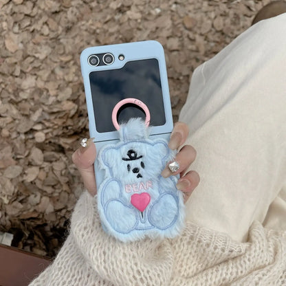 Adorable Plush Bear Phone Case for Samsung Flip 3/4/5/W23/W24 我的商店