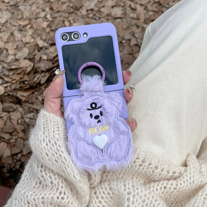Adorable Plush Bear Phone Case for Samsung Flip 3/4/5/W23/W24 我的商店