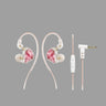 Cherry Pink Clear Shell Wired IEM Earphones with Mic, Optional Lightning / Type-C / USB Audio Adapters for iPhone Android PC Gaming Streaming SEACASE