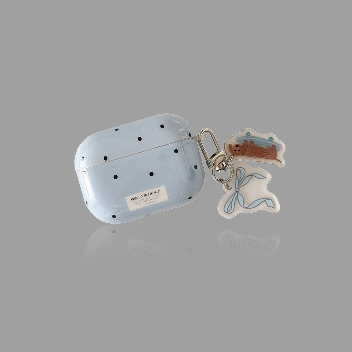 Polka‑Dot AirPods Case with Free Pendant, Glossy Protective Cover