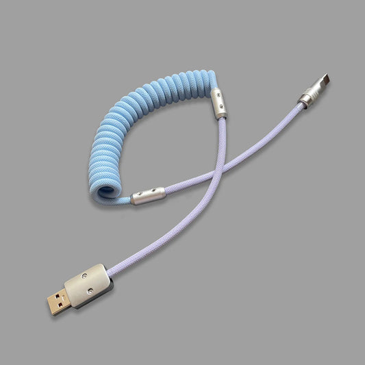Two-Tone Coiled Braided Charging Cable, Retractable Spring Cord Supports CarPlay & CarLife Fast Charging SEACASE