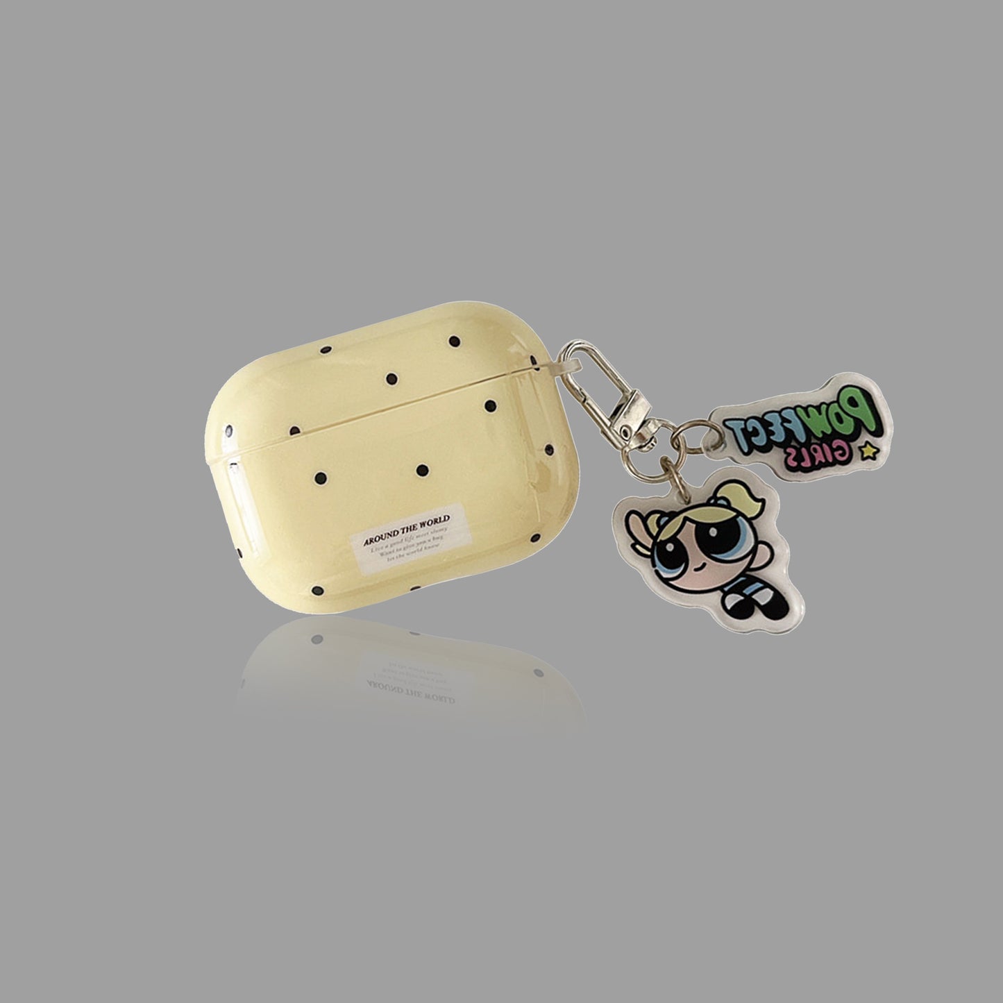 Polka‑Dot AirPods Case with Free Pendant, Glossy Protective Cover