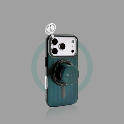 Holographic Striped MagSafe iPhone Case with Matching Stand