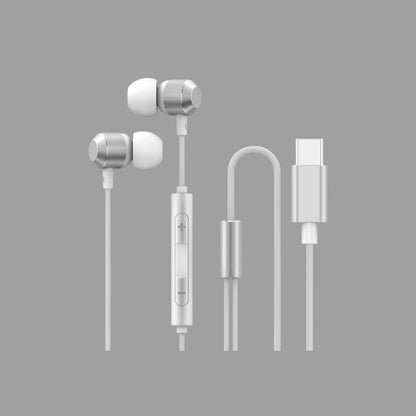 Type-C Wired In-Ear Earphones, Retro Metal Wired Headphones with Inline Mic & Volume Control