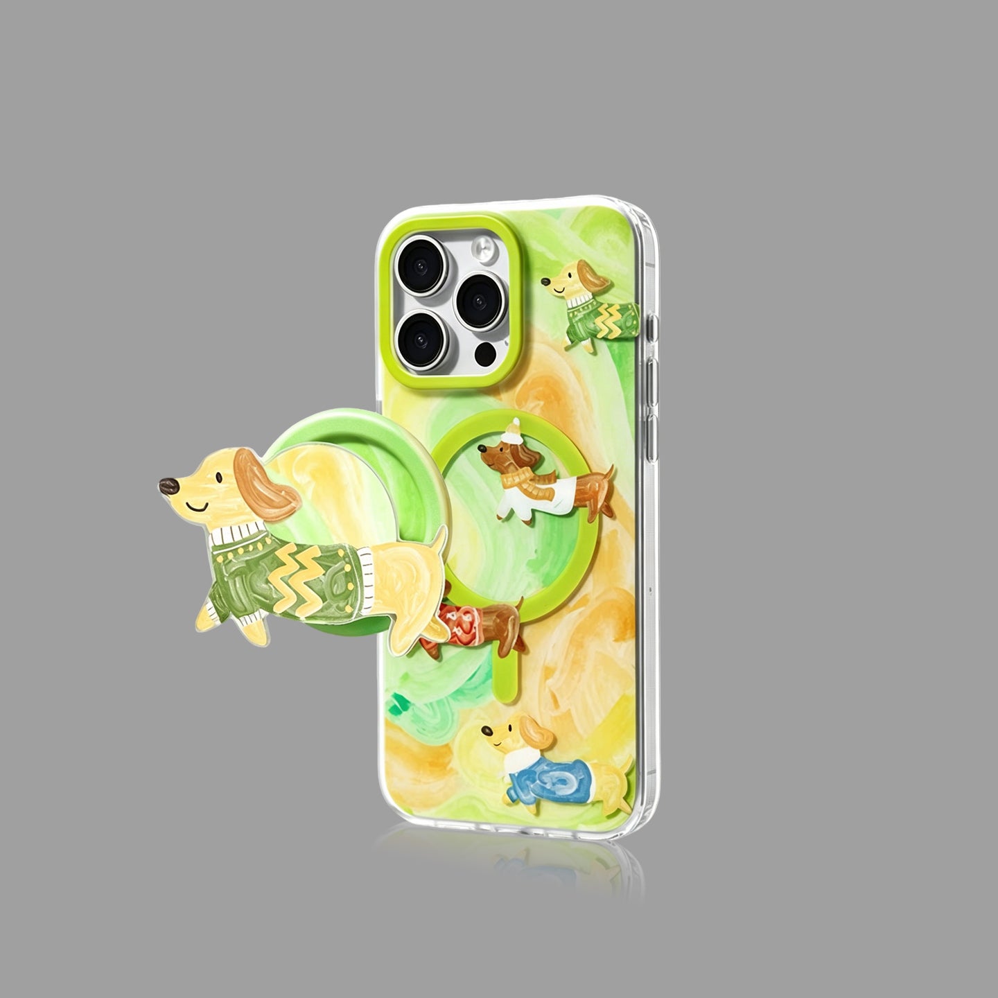 Watercolor Dachshund MagSafe iPhone Case with Matching Stand