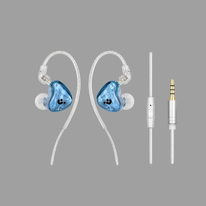 Pixel Art Resin Wired In Ear Earphones, Crystal Blue Headphones with Optional Mic & Type-C Plug for Daily Music Calls