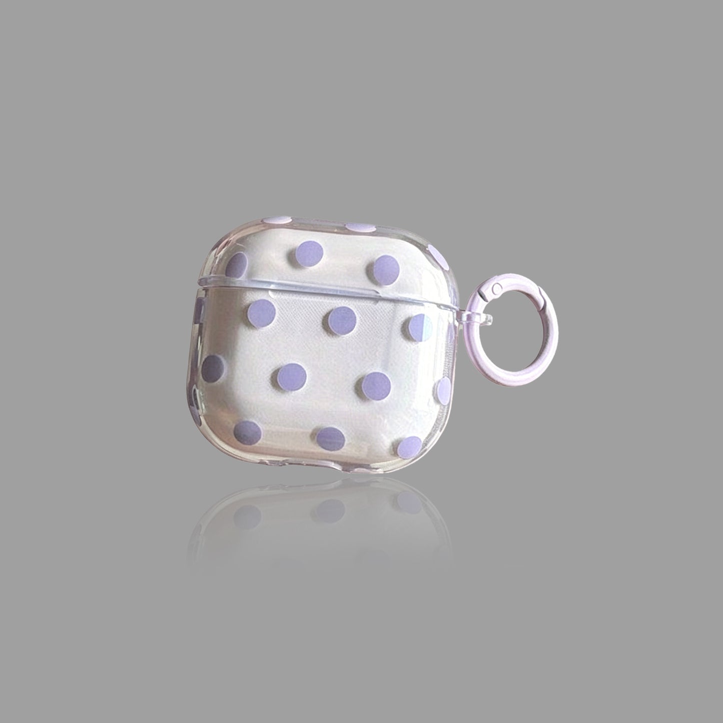 Fresh Transparent Polka‑Dot AirPods Case, Simple TPU Protective Cover with Color‑Matched Ring Clasp