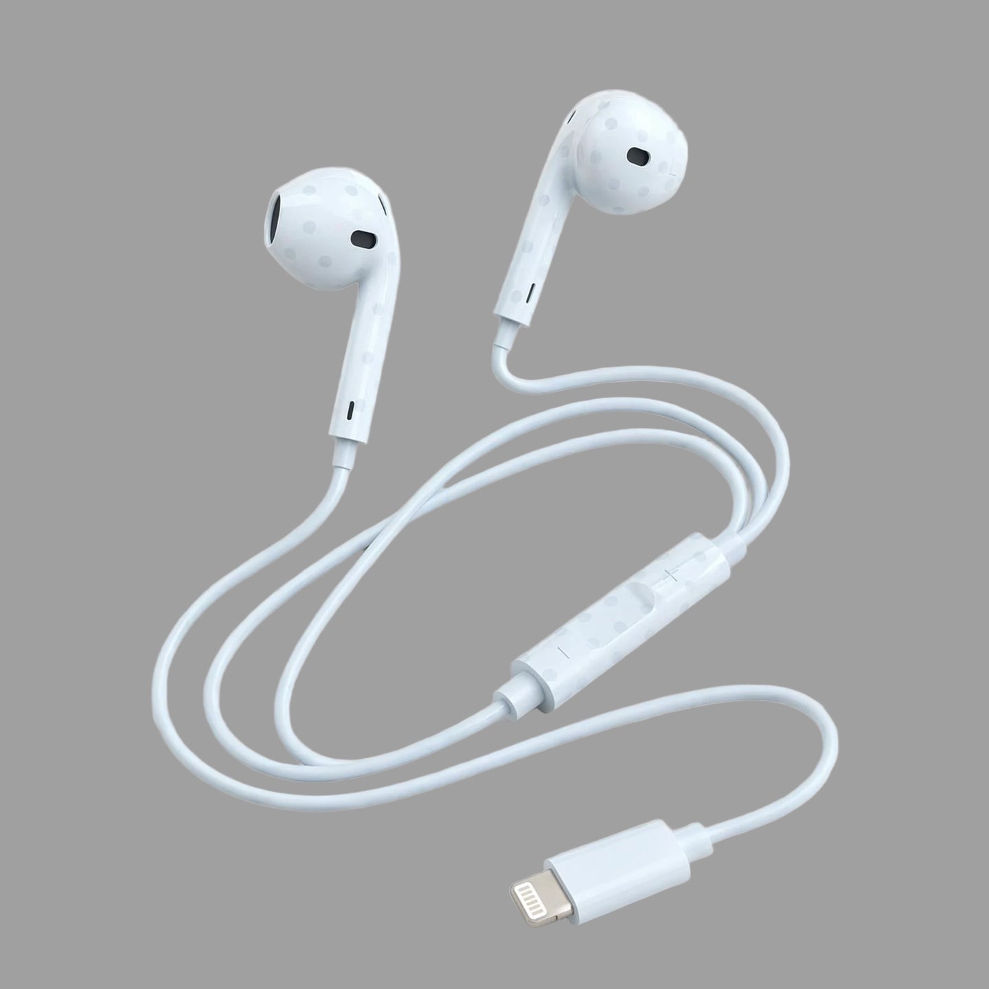 Retro Cute Polka Dot Half In-Ear Wired Headphones for iPhone & Android, Lightning / Type-C Plug Wired Earphones